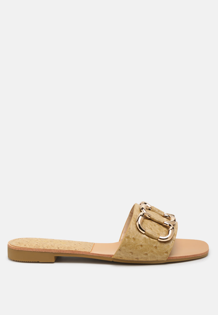 madeleine metal rings flat slides by ruw#color_taupe