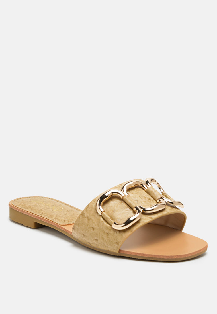 madeleine metal rings flat slides by ruw#color_taupe