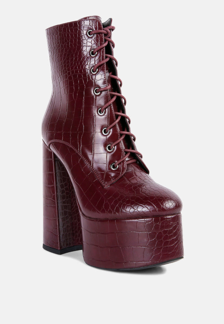 magdalene croc high heel patform boots by ruw#color_burgundy