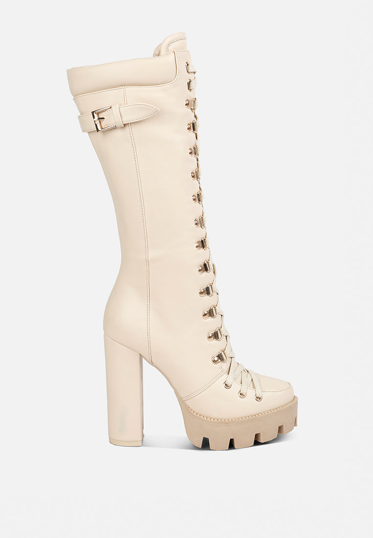 magnolia cushion collared lace up boots by ruw#color_beige