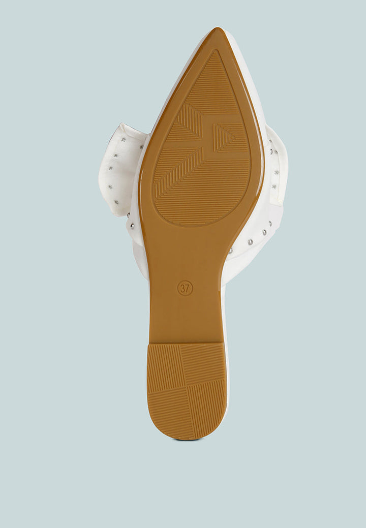 makeover studded bow flat mules by ruw#color_white