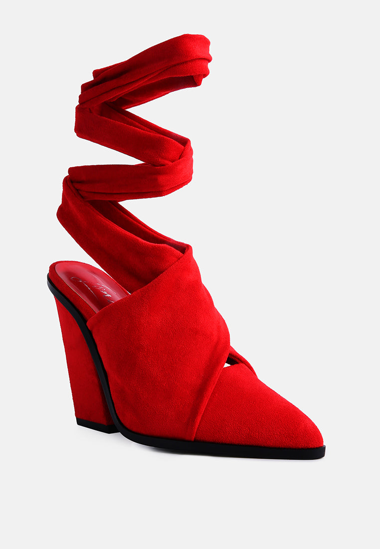 mama fav lace up block heel mules by ruw#color_red