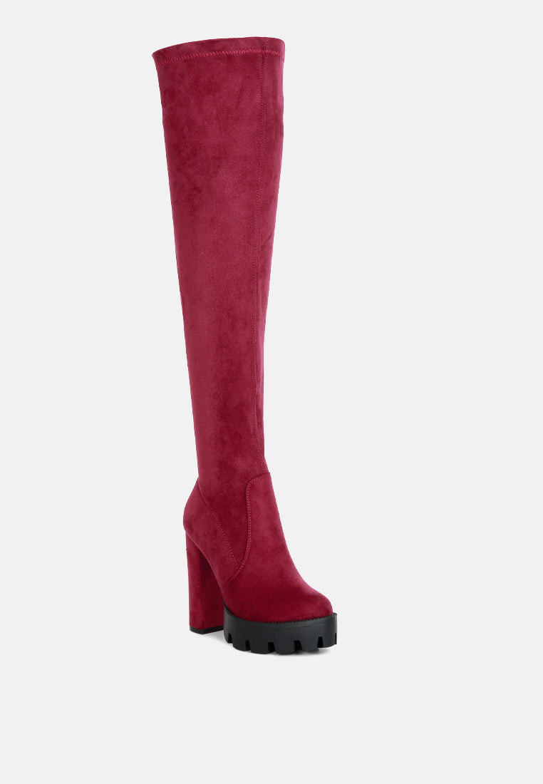 maple faux suede long boots by ruw#color_burgundy