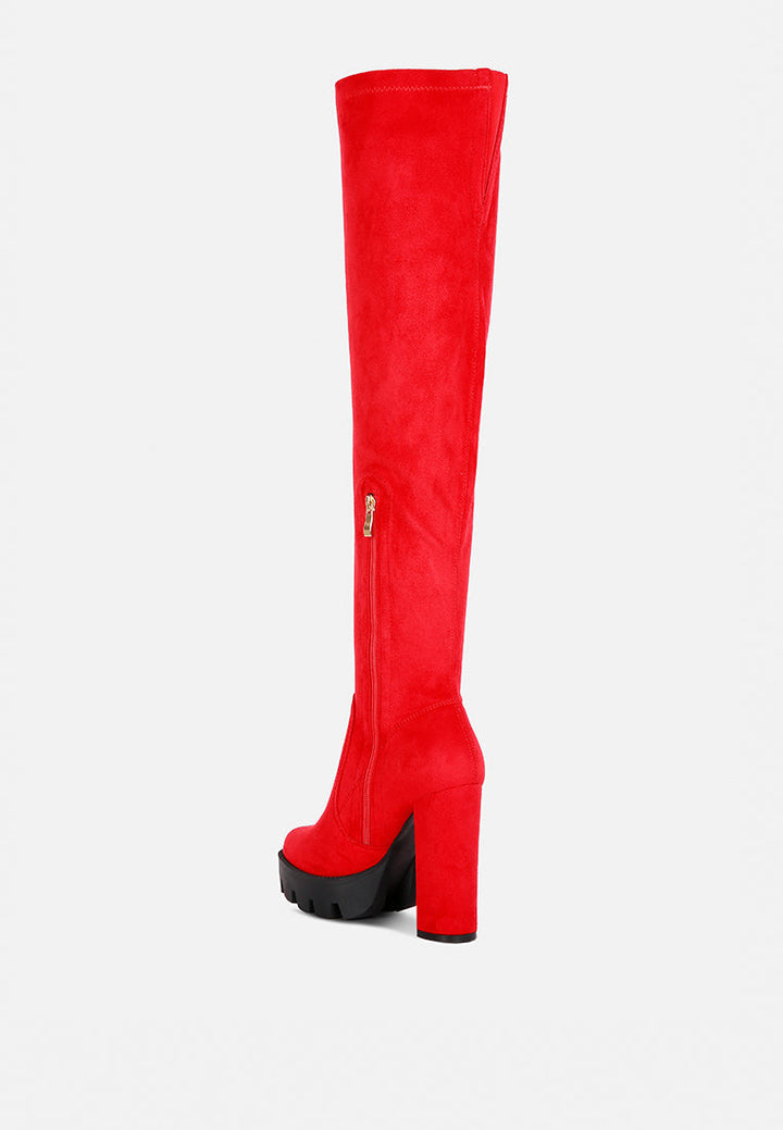 maple faux suede long boots by ruw#color_red