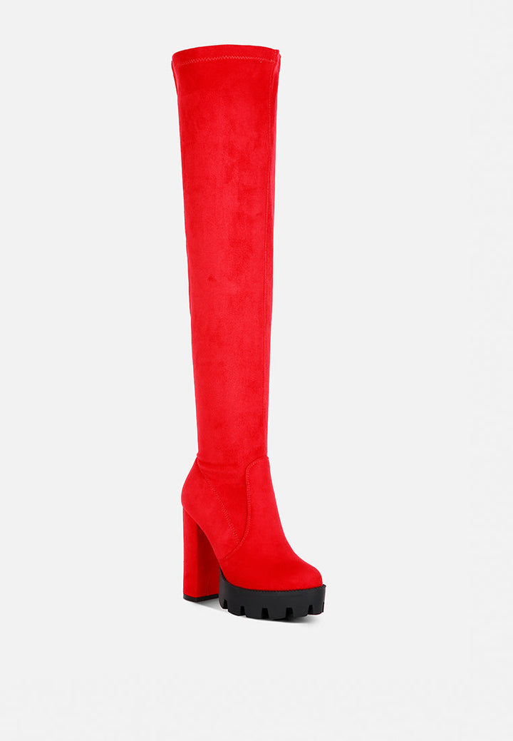 maple faux suede long boots by ruw#color_red