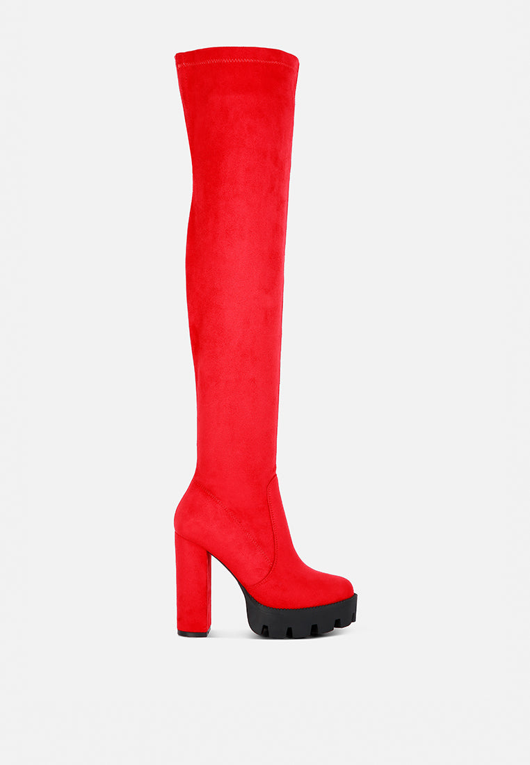 maple faux suede long boots by ruw#color_red