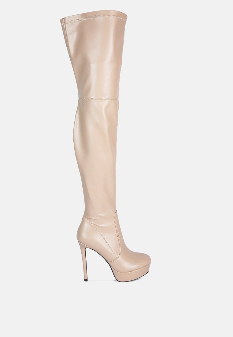 marvelettes faux leather high heeled long boots by ruw#color_beige