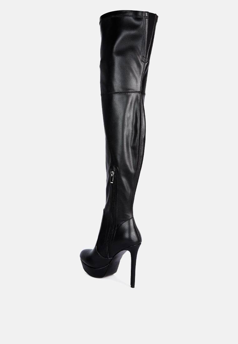 marvelettes faux leather high heeled long boots by ruw#color_black