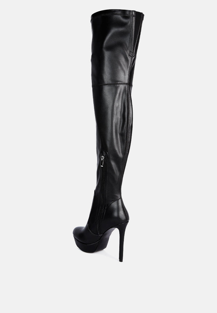 marvelettes faux leather high heeled long boots by ruw#color_black