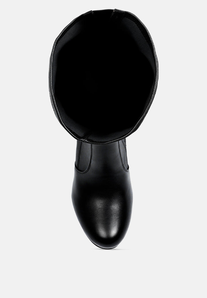 marvelettes faux leather high heeled long boots by ruw#color_black
