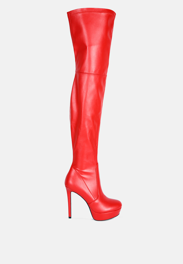 marvelettes faux leather high heeled long boots by ruw#color_red