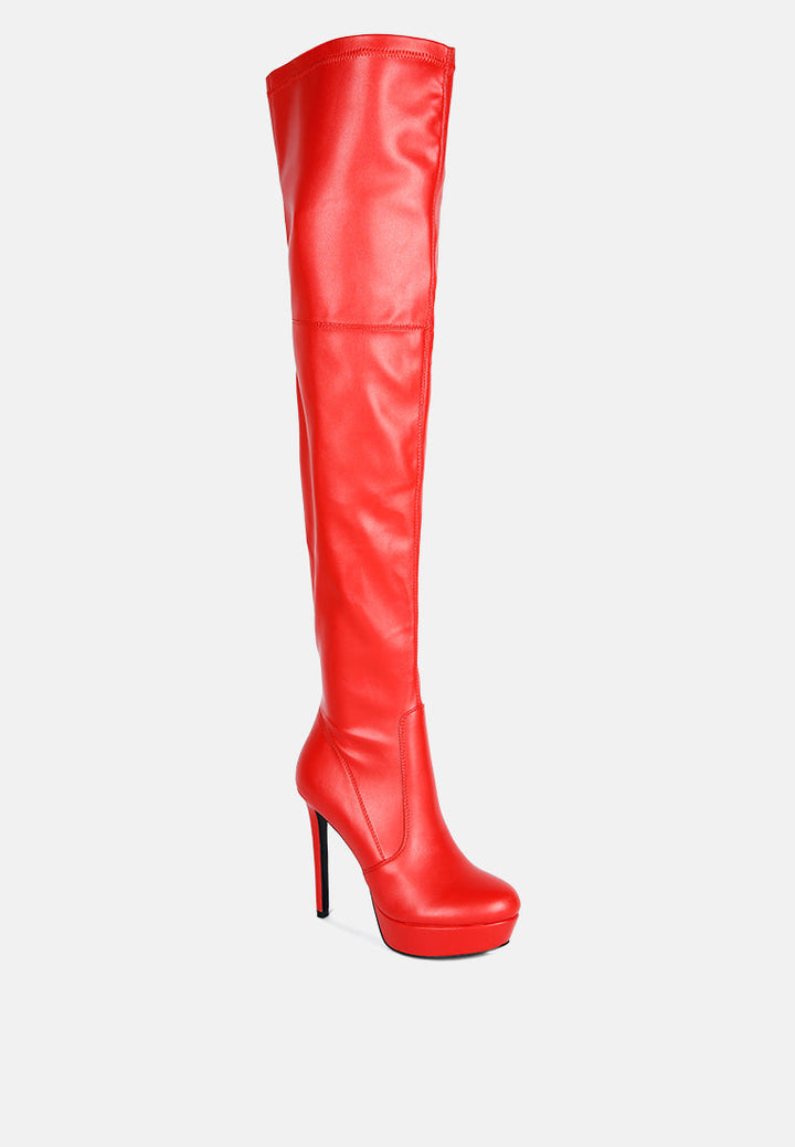 marvelettes faux leather high heeled long boots by ruw#color_red