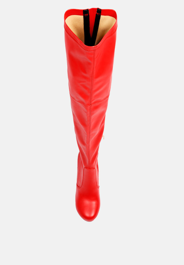 marvelettes faux leather high heeled long boots by ruw#color_red