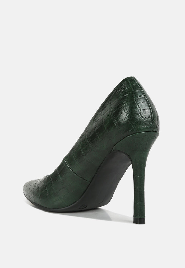 mellen croc faux leather formal pumps by ruw#color_dark-green