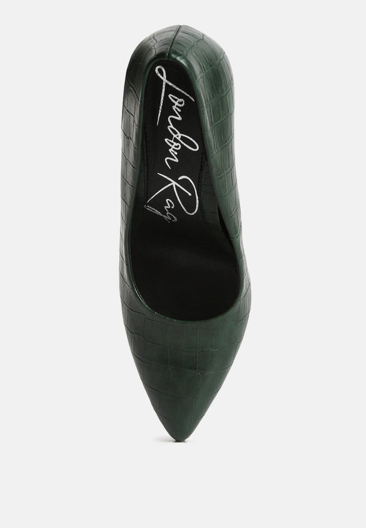 mellen croc faux leather formal pumps by ruw#color_dark-green