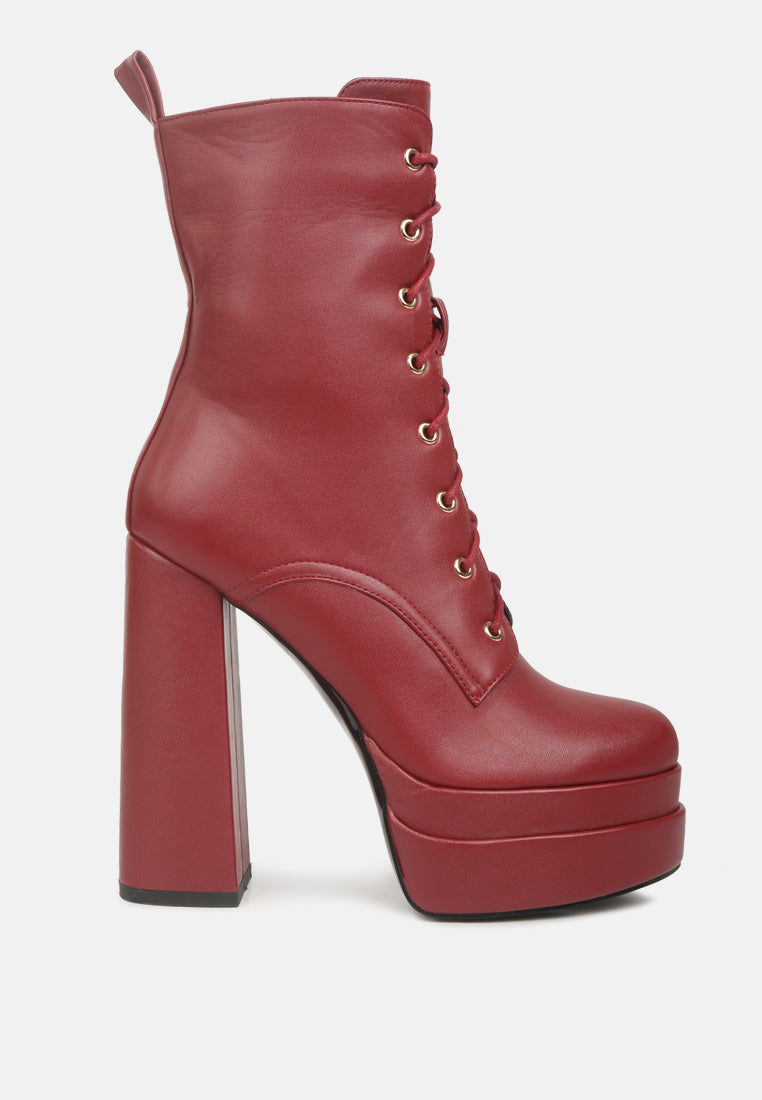 meows faux leather high heel platform ankle boots by ruw#color_burgundy