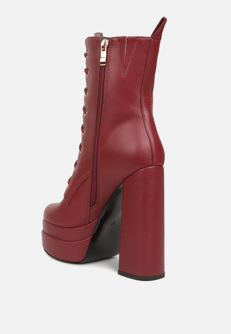 meows faux leather high heel platform ankle boots by ruw#color_burgundy