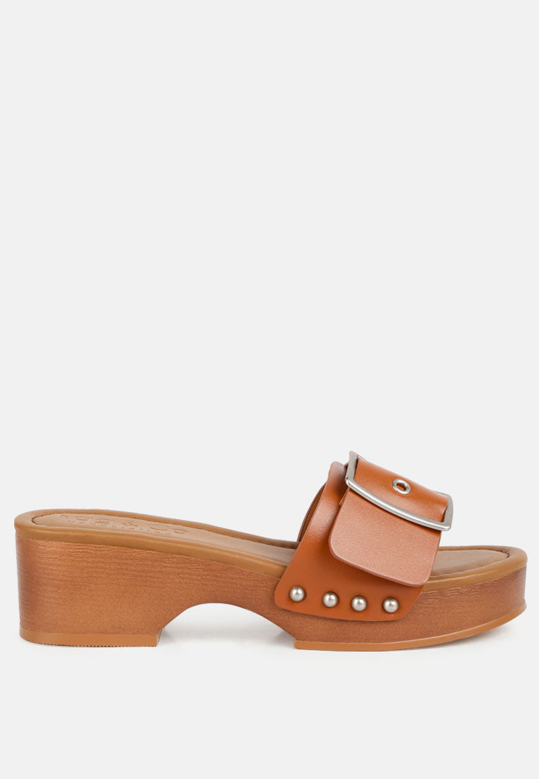 mindy buckle strap leather slip ons by ruw#color_tan