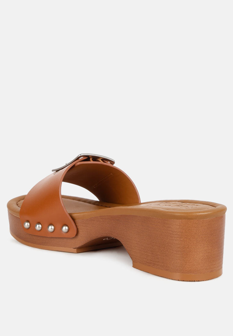 mindy buckle strap leather slip ons by ruw#color_tan