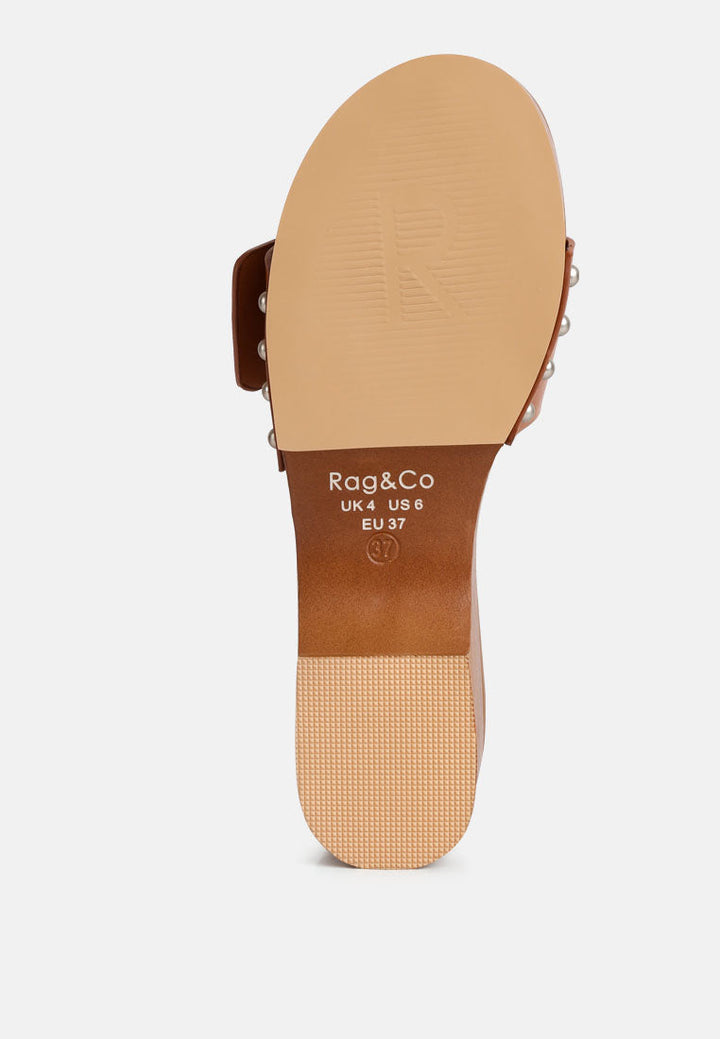 mindy buckle strap leather slip ons by ruw#color_tan