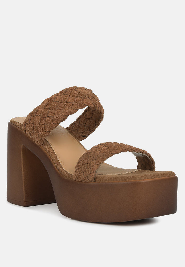 misaki woven suede strap platform sandals by ruw#color_tan
