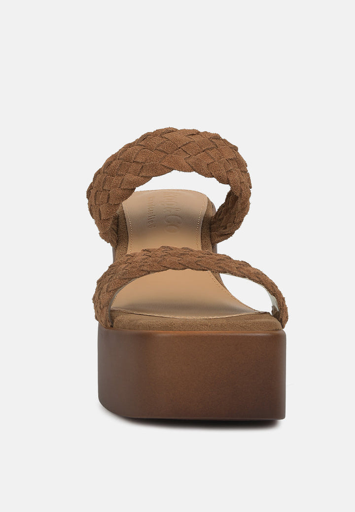 misaki woven suede strap platform sandals by ruw#color_tan
