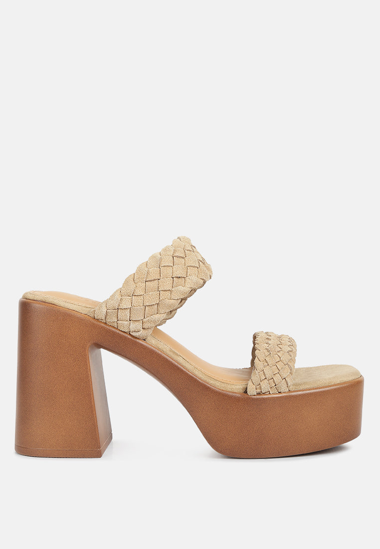 misaki woven suede strap platform sandals by ruw#color_beige