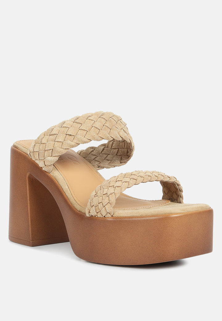 misaki woven suede strap platform sandals by ruw#color_beige