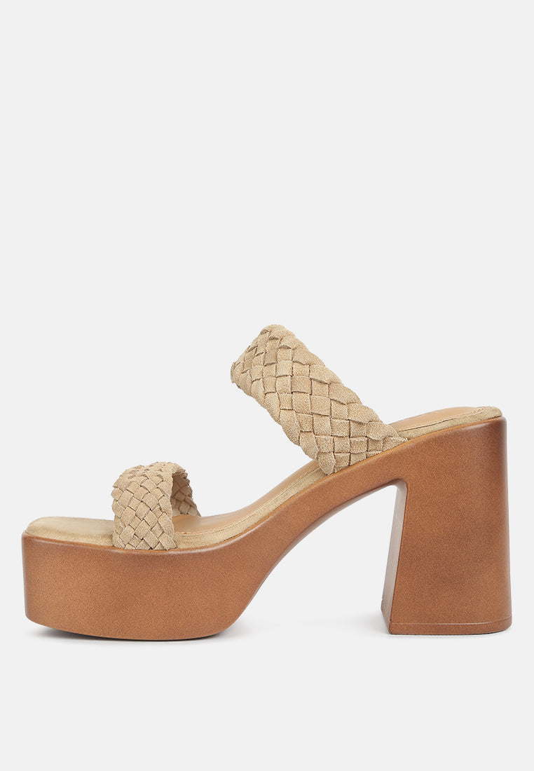 misaki woven suede strap platform sandals by ruw#color_beige