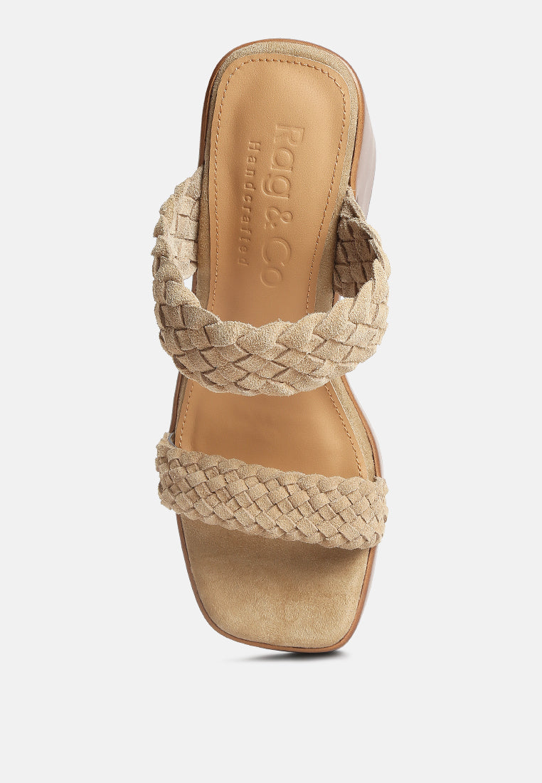 misaki woven suede strap platform sandals by ruw#color_beige