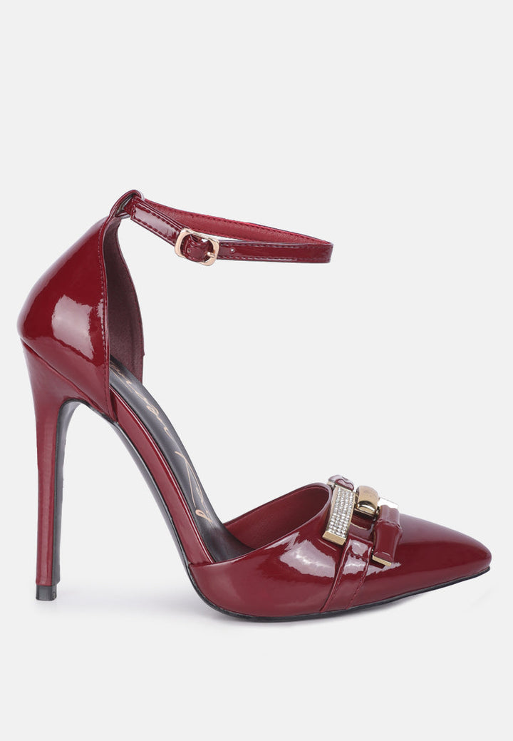 mocktail buckle embellished stiletto heels by ruw#color_burgundy