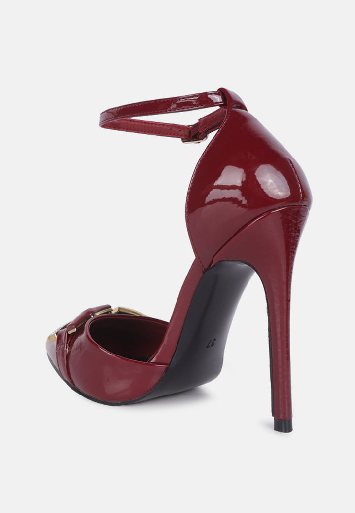 mocktail buckle embellished stiletto heels by ruw#color_burgundy