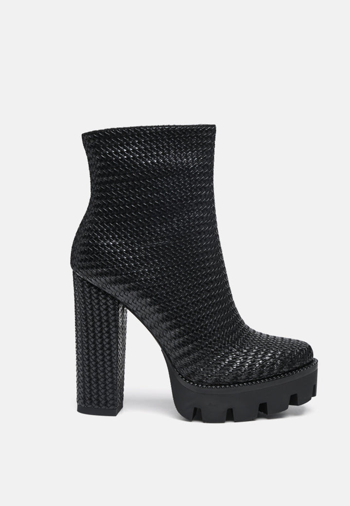 moleski textured block heeled boots by ruw#color_black