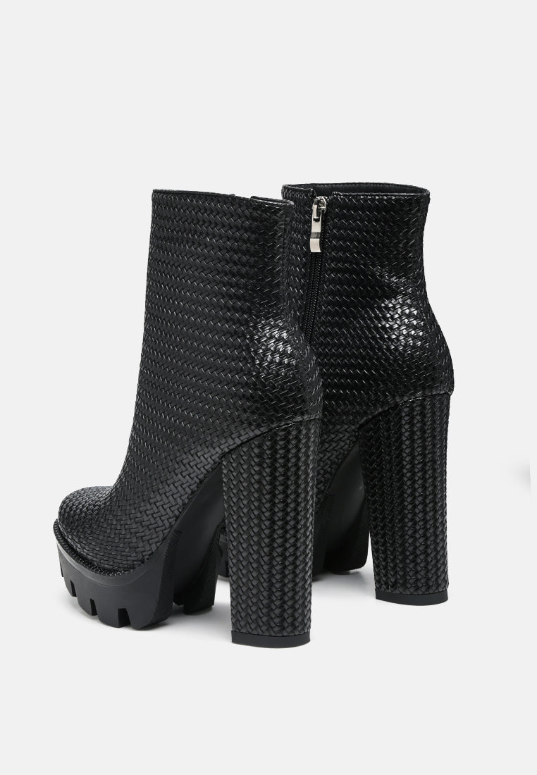 moleski textured block heeled boots by ruw#color_black