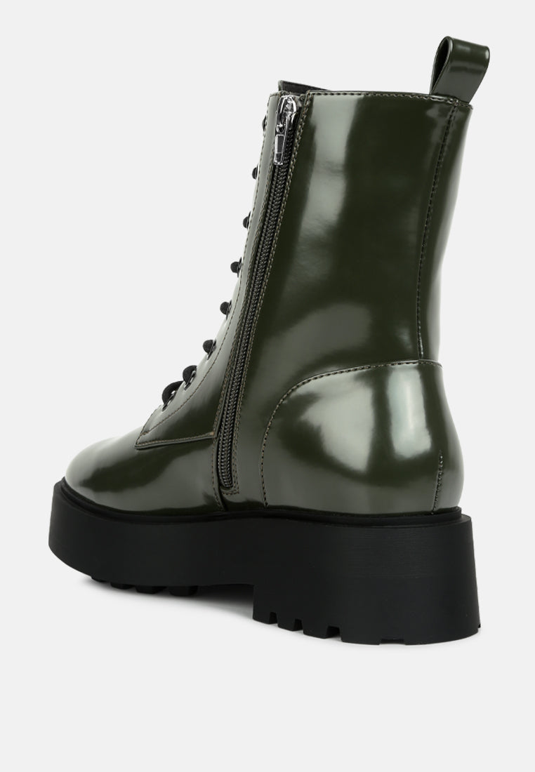 molsh faux leather ankle biker boots by ruw#color_dark-green