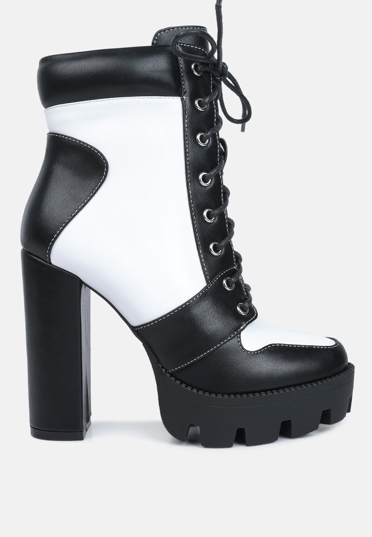 moos block heel lace up boots by ruw#color_black-white