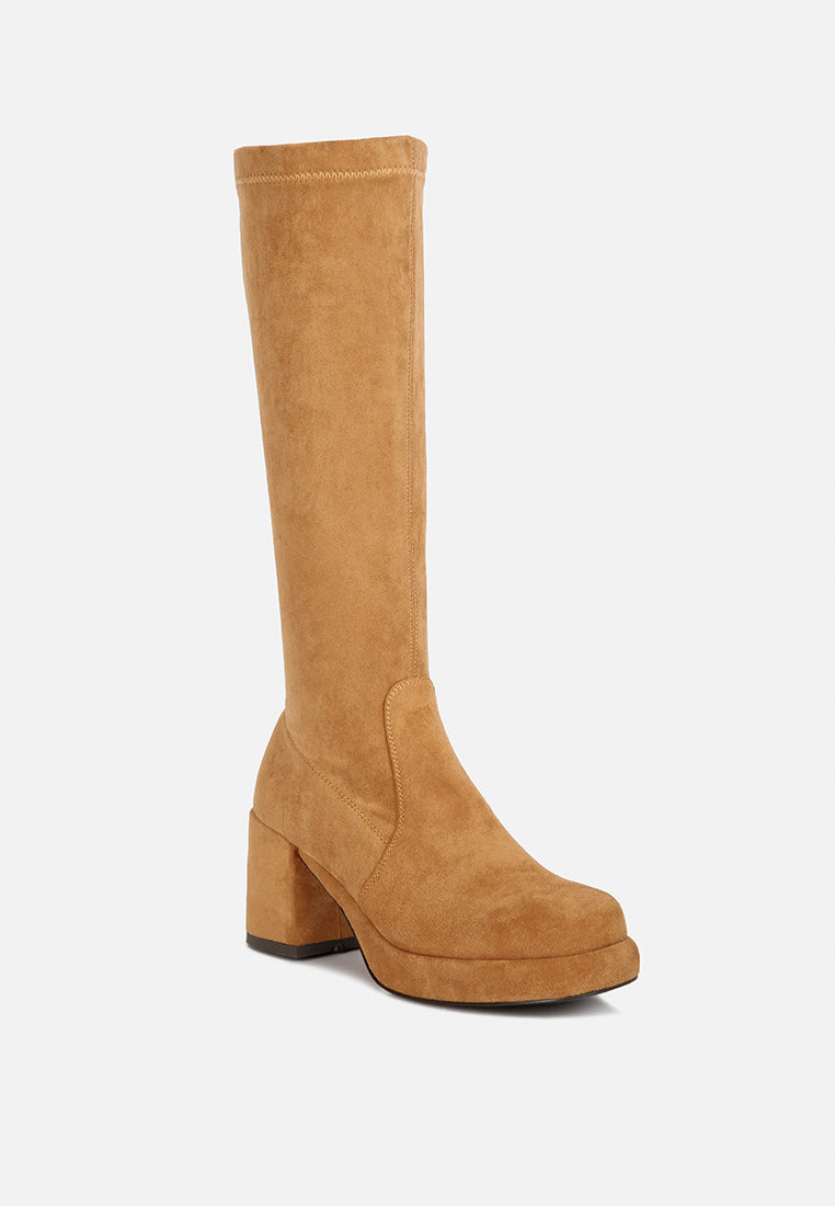morpin stretch suede calf boots by ruw#color_tan