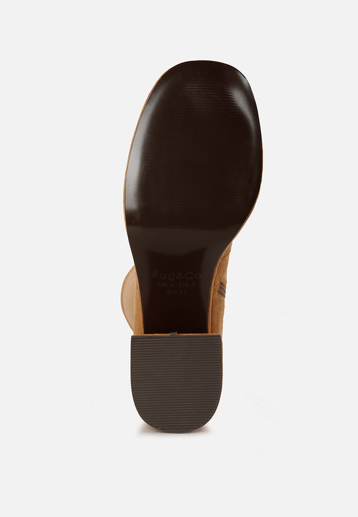 morpin stretch suede calf boots by ruw#color_tan
