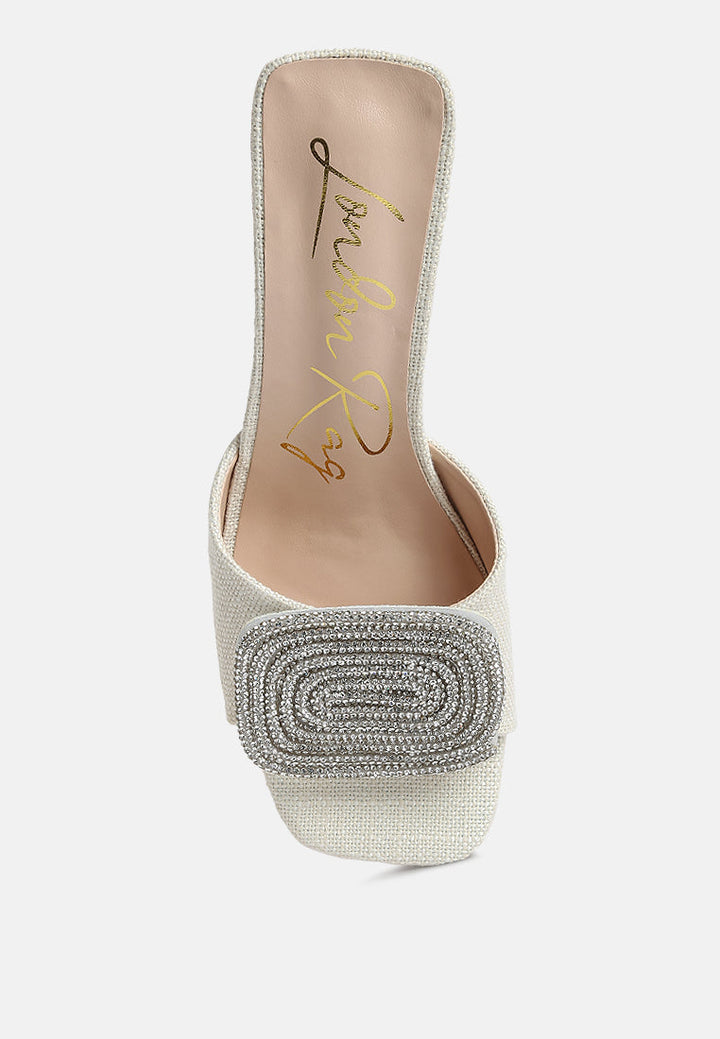 naflah rhinestone embellished slip on sandals by ruw#color_natural