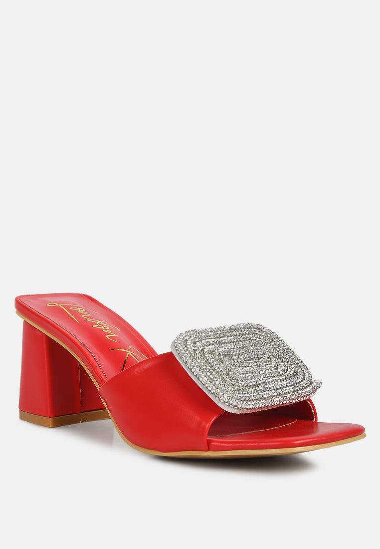 naflah rhinestone embellished slip on sandals by ruw#color_red