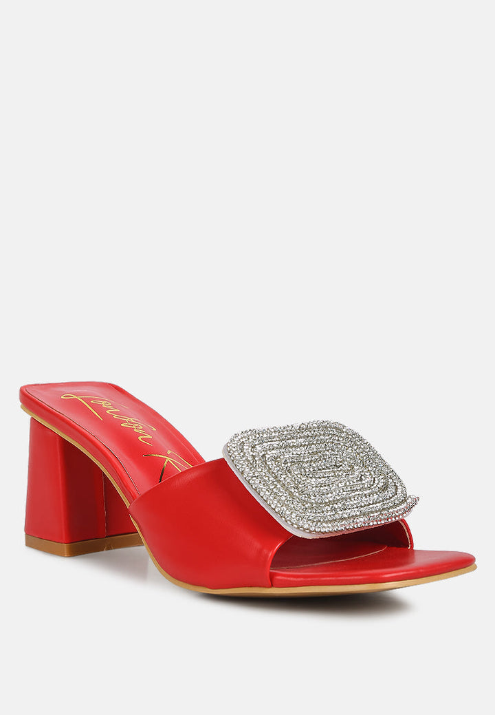 naflah rhinestone embellished slip on sandals by ruw#color_red