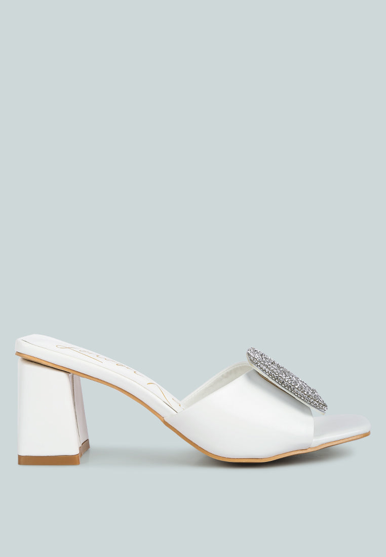 naflah rhinestone embellished slip on sandals by ruw#color_white