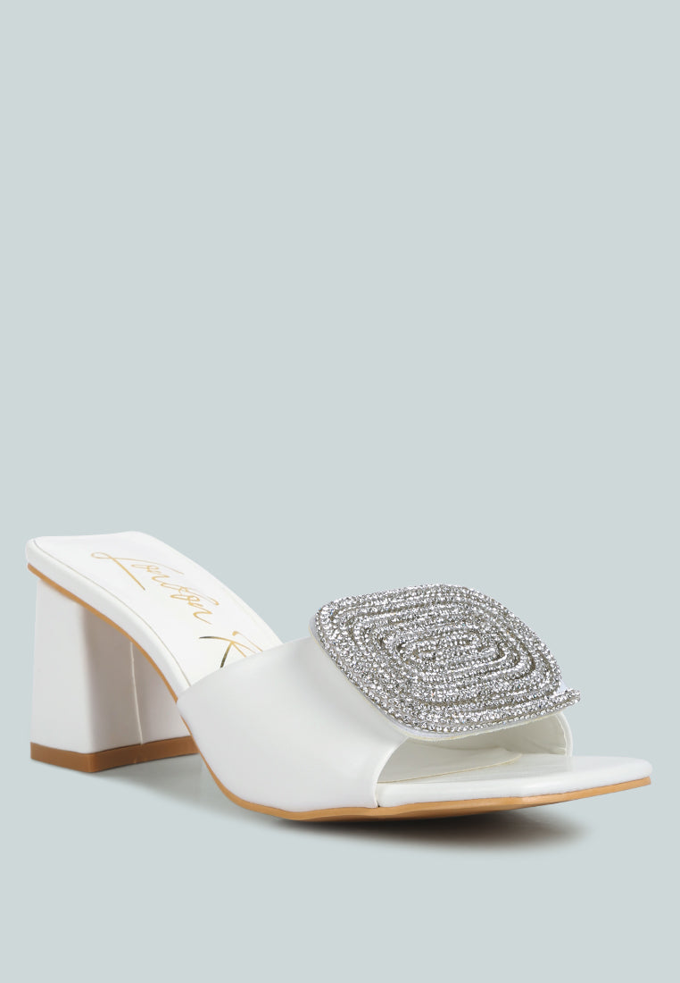 naflah rhinestone embellished slip on sandals by ruw#color_white