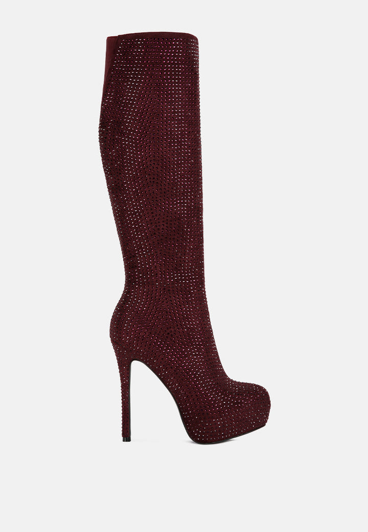 nebula rhinestone embellished stiletto calf boots by ruw#color_burgundy