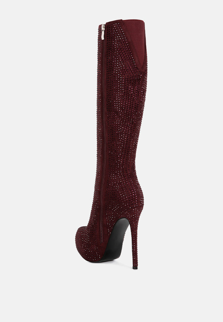 nebula rhinestone embellished stiletto calf boots by ruw#color_burgundy