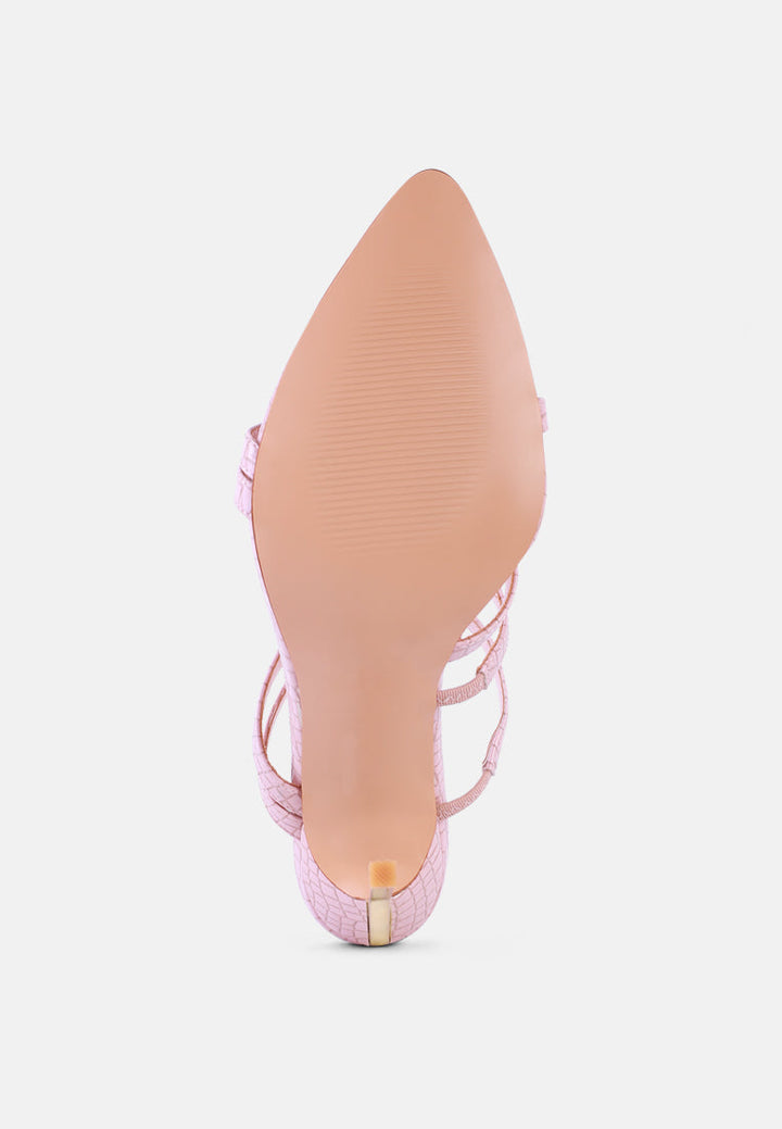 new affair croc strappy high heel sandals by ruw#color_pink