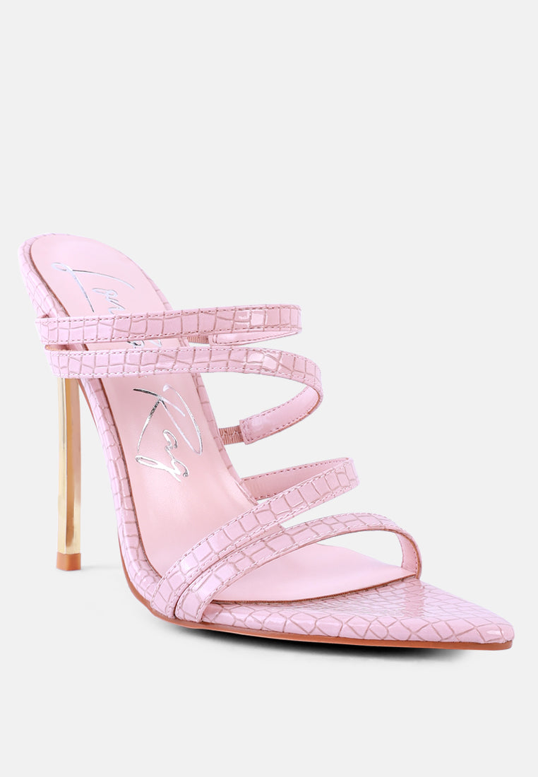 new affair croc strappy high heel sandals by ruw#color_pink