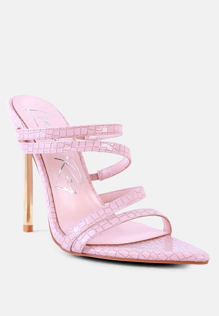 new affair croc strappy high heel sandals by ruw#color_pink