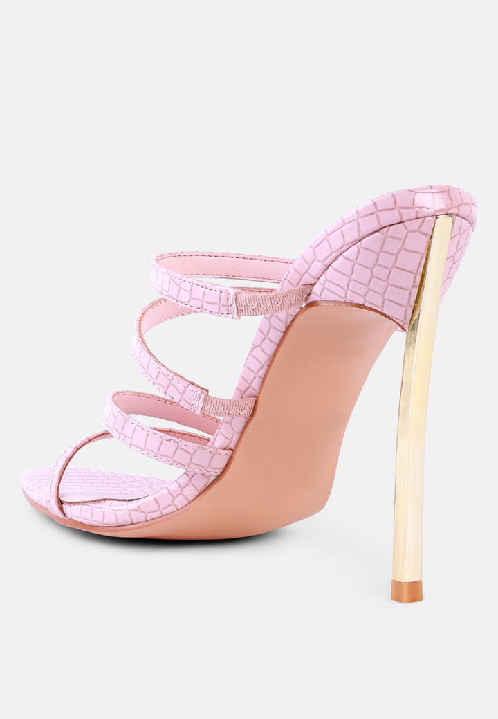new affair croc strappy high heel sandals by ruw#color_pink