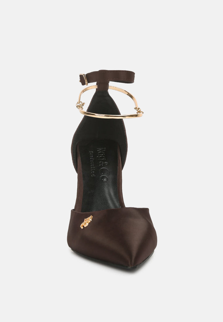 hobnob anklet embellishment stiletto sandals by ruw#color_dark-brown